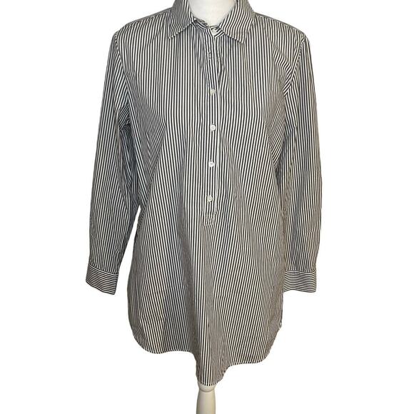 J. Mclaughlin Arissa dark gray and white cotton tunic with pockets size L - Picture 1 of 11